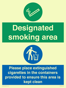 Designated smoking area
Please place extinguished cigarettes in the containers provided to ensure this area is kept clean